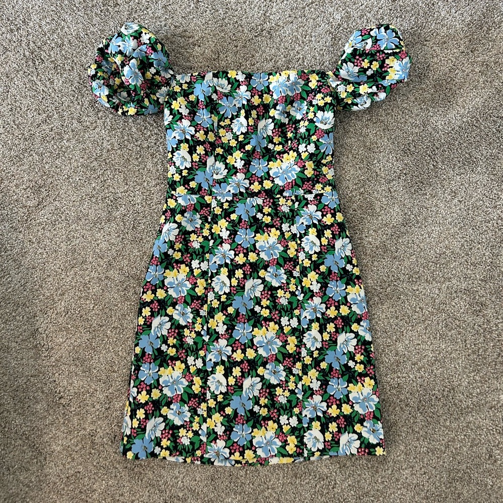 Maje off the shoulder floral mini dress